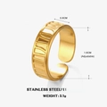 Adjustable golden stainless steel ring featuring wide geometric cutout patterns - Gold Geometric Style