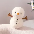 Chubby snowman plush doll in white teddy fleece with orange carrot nose and brown felt arms - Snowman / 18cm