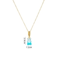 Detail of gradient blue gummy bear pendant on gold chain with dimensions 2.0cm x 1.2cm - Blue White