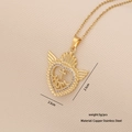 Golden heart-shaped mom pendant necklace with angel wings in durable stainless steel - MOM Wings Cross Heart Style (10#)