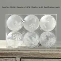 Set di 6 palline di Natale bianche opache con fiocchi di neve in scatola PVC - Stile A 5.5cm (Confezione da 6)