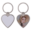 Custom heart-shaped sublimation metal keychain showing blank and printed DIY options - Heart (YSK023)