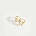 Pendientes de aro dorados minimalistas con piedras de circón transparente - Círculo / Dorado