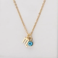 Gold stainless steel Virgo necklace featuring a blue birthstone and zodiac symbol pendant - Gold-Scorpio