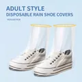 Waterproof adult disposable high-tube shoe covers with yellow reinforced elastic band - Adult Disposable Rain Shoe Covers - Medium Tube / White (Pack of 5)