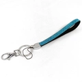 Blue rhinestone wrist strap keychain with silver lobster clasp and sparkling crystals - Lake Blue