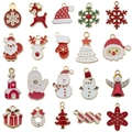20 assorted Christmas alloy enamel charms featuring Santa, reindeer and snowflakes for DIY jewelry - Mixed 20 Enamel Red Christmas Series-1 Each-26.25g-SN1592