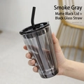 Tall Grey+Black Lid+Black Straw