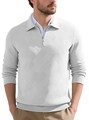 Sudadera polo vintage para hombre blanco crema con punto jacquard geométrico texturizado - S / Blanco