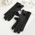 Gants d'hiver thermiques noirs en fourrure de lapin avec doublure douce et pompon - Boule de Vison Femme - Poil de Lapin Noir
