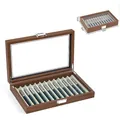 12-slot walnut wood pen display box with clear glass window and velvet lining slots - 12-Slot Walnut Pen Box