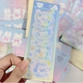 Laser shimmering blue cloud stickers featuring cute cartoon bears for DIY journaling - Blue - Angel Rabbit