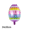 34x50cm Easter egg aluminum foil balloon with colorful stripes and Feliz Pascua text - Spanish Happy Easter Egg