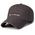 Dark grey cotton baseball cap with BLACK embroidery and curved brim in street style - Adjustable / Gray