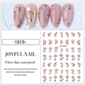 Detail of JO-1819 ultra-thin waterproof nail stickers with pink flowers and gold shapes - Model JO-1819