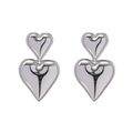 Pendientes de corazón en acero inoxidable plateado pulido con doble colgante - Plata (JDE2023589-S)
