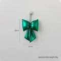 Emerald green metallic Christmas bow ornament hanging on wall, 20cm height and 12cm width - 12cm / Patent Leather Green