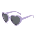 Occhiali da sole a cuore alla moda con montatura lilla e lenti scure - Viola Solido Lenti Grigie Polarizzato