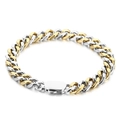 Two-tone silver and gold plated Cuban link bracelet with a wide rectangular buckle - Bracelet 8mm 20cm / Gold & Silver