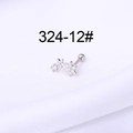 Silver 16G stainless steel cartilage stud with dual sparkling flower and screw back ball - Double Flower Style (324-12#)