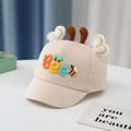 Berretto da baseball beige per neonati con ricamo ape 3D e decorazioni a forma di cuore - Ape Beige