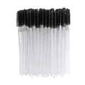 Disposable mascara wands with black nylon bristles and transparent glitter handle - Crystal Handle Black Bristles (50Pcs/Pack)