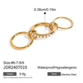 Mehrlagiges goldenes Edelstahl-Ring-Set mit Perlenbesatz für Damen stapelbar - Mehrlagiger Perlenring (JDR2407010-8)