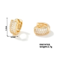 Detail view of C-shaped gold hoop earrings with clear cubic zirconia in 1.2cm size - Gold Rounded Clear Zirconia Style (E00747GS)