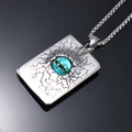 Gothic-Halskette aus Edelstahl mit blauem Teufelsauge-Anhänger und eleganter Box-Kette - Blauer Augenanhänger (Ohne Kette) (C0815)