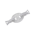 Silver coffee bean clasp with pavé cubic zirconia for jewelry making connectors - Platinum (VK224 Pig Nose)