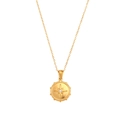 Elegante collana in acciaio inossidabile dorato con un pendente a medaglione a stella - Collana Con Ciondolo Timone Rotondo Stella A Otto Punte - Oro