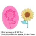 Sunflower silicone mold with stem for resin and clay crafts, size 8x5.5x1cm - Pink