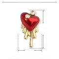 Macro detail of red heart pendant with rhinestone, showing 17mm x 9mm size parameters - Red Heart Fluid Pendant