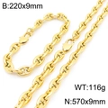 Conjunto de joyas de acero inoxidable dorado con eslabones de ancla y cierre de langosta - Estilo Cadena de Ancla Nariz de Cerdo / Juego Color Oro (KS222367-KFC)