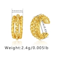 Detail showing dimensions of 18K gold plated minimalist ear cuff with triple-row texture - KE0250 Triple Pattern Beads