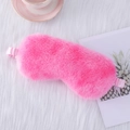 Soft pink plush faux fur sleep eye mask with satin elastic strap on white background - Metallic Rose Red