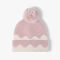 Berretto in maglia a righe rosa e beige con pompon soffice per il calore invernale - Taglia unica / Rosa