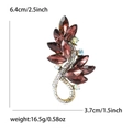 Elegant leaf-shaped alloy brooch with brown faceted crystal and iridescent rhinestones - Purple