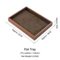 Brown PU leather jewelry tray with velvet lining for rings and necklaces 25x18x3cm - No Lid / Flat Tray (Coffee Velvet)