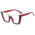 Montatura occhiali cat-eye rosso vino alla moda con elegante ponte metallico a V dorato - Borgogna