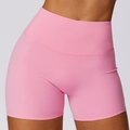 Pink high-waisted yoga shorts for women with cloud-feel fabric and butt-lifting design - Pink