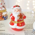 Santa Claus ceramic jewelry trinket box with gingerbread man and gold metal clasp - Gingerbread Man Santa Claus 5.5*8cm