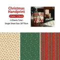 6 sheets of Christmas kraft wrapping paper with reindeer and tree patterns 50x70cm - Christmas Handwriting Style / 50x70cm (6-Sheet Set)