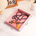 Pink velvet jewelry display tray with beaded necklace on marble surface 25x19x3cm - B 25*19 Empty Tray
