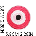 Pink and red concentric circle embroidered patch measuring 5.8cm for bags and denim hats - No.4-Red White Round Badge