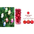 Red Christmas ball set in matte and glitter finishes with Santa Claus ornaments - 6Pcs Santa Ornaments + 24Pcs Red Christmas Balls Set