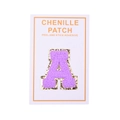Purple Chenille Letter A Patch with Gold Glitter Trim and Self-Adhesive Backing - Letter A / Purple