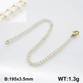 Bracelet bohème en perles tubulaires blanches et maillons dorés en acier inoxydable - Style Parsemé De Blanc Et D'Or (KB130360-Z)
