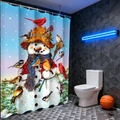 Wasserdichter Weihnachts Duschvorhang mit Schneemann und Vögeln im Winter Design - 90*180cm / Schneemann & Vögel Muster