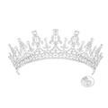 Sparkling silver bridal crown featuring round and pear-cut rhinestones with secure loops - No Comb Silver White